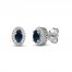 Blue Sapphire & Diamond Earrings 1/10 ct tw 10K White Gold