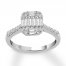 Diamond Engagement Ring 5/8 ct tw Baguette/Round 14K White Gold