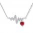 Heartbeat Necklace Lab-Created Ruby Sterling Silver