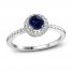 Blue Sapphire Ring 1/6 ct tw Diamonds 10K White Gold