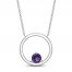 Amethyst Circle Necklace Sterling Silver 18"