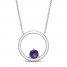 Amethyst Circle Necklace Sterling Silver 18"