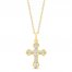 Diamond Cross Necklace 1/10 ct tw Round-cut 10K Yellow Gold 18"
