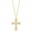 Diamond Cross Necklace 1/10 ct tw Round-cut 10K Yellow Gold 18"