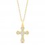 Diamond Cross Necklace 1/10 ct tw Round-cut 10K Yellow Gold 18"