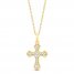 Diamond Cross Necklace 1/10 ct tw Round-cut 10K Yellow Gold 18"