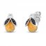 Disney Treasures Winnie the Pooh Citrine & Black Diamond Earrings Sterling Silver