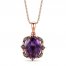 Le Vian Grape Amethyst Necklace 1/8 ct tw Diamonds 14K Strawberry Gold 18"