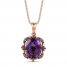 Le Vian Grape Amethyst Necklace 1/8 ct tw Diamonds 14K Strawberry Gold 18"