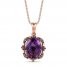 Le Vian Grape Amethyst Necklace 1/8 ct tw Diamonds 14K Strawberry Gold 18"