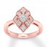 Diamond Ring 1/3 ct tw Princess/Round 10K Rose Gold