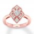 Diamond Ring 1/3 ct tw Princess/Round 10K Rose Gold