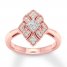 Diamond Ring 1/3 ct tw Princess/Round 10K Rose Gold