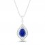 Blue & White Lab-Created Sapphire Necklace Sterling Silver 18"