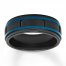 Men's Wedding Band Black/Blue Ion-Plated Stainless Steel 8mm