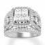 Diamond Engagement Ring 3 ct tw Princess/Round 14K White Gold