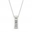 White Lab-Created Sapphire Reversible Necklace Sterling Silver 18"