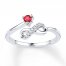 Lab-Created Ruby Diamond Midi Ring Sterling Silver