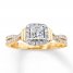 Diamond Engagement Ring 3/4 ct tw Princess/Round 14K Gold