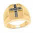 Men's Black Diamond Ring 1/4 ct tw Round-cut 10K Yellow Gold