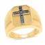 Men's Black Diamond Ring 1/4 ct tw Round-cut 10K Yellow Gold