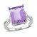 Amethyst & White Topaz Ring Octagon/Round-Cut Sterling Silver
