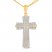 Men's Diamond Cross Necklace 1/3 ct tw Round-cut 10K Yellow Gold 22"