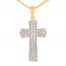 Men's Diamond Cross Necklace 1/3 ct tw Round-cut 10K Yellow Gold 22"
