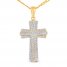 Men's Diamond Cross Necklace 1/3 ct tw Round-cut 10K Yellow Gold 22"