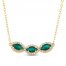 Emerald & Diamond Necklace 1/6 ct tw Round-cut 10K Yellow Gold 17"