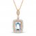 Aquamarine & White Lab-Created Sapphire Necklace 10K Rose Gold 18"