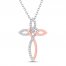 Diamond Cross Necklace 1/10 ct tw Sterling Silver/10K Rose Gold
