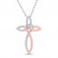 Diamond Cross Necklace 1/10 ct tw Sterling Silver/10K Rose Gold