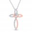 Diamond Cross Necklace 1/10 ct tw Sterling Silver/10K Rose Gold