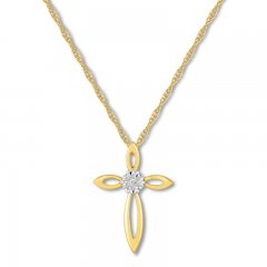 Diamond Cross Necklace 10K Yellow Gold
