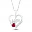 Lab-Created Ruby Heart Necklace Diamond Accent Sterling Silver