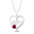 Lab-Created Ruby Heart Necklace Diamond Accent Sterling Silver