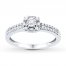 Diamond Promise Ring 1/4 ct tw Round/Baguette 10K White Gold