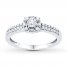 Diamond Promise Ring 1/4 ct tw Round/Baguette 10K White Gold