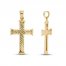 Diagonal Diamond-cut Cross Charm 14K Yellow Gold