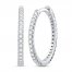 Black & White Reversible Diamond Hoop Earrings 1/3 ct tw Round-Cut 10K White Gold