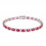 Lab-Created Ruby & White Lab-Created Sapphire Bracelet Sterling Silver 7.25"