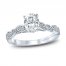 Monique Lhuillier Bliss Diamond Engagement Ring 1-1/4 ct tw Oval, Marquise & Round-cut 18K White Gold