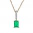 Emerald & Diamond Accent Necklace 10K Yellow Gold 18"