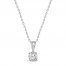 Solitaire Diamond Necklace 1/2 ct tw Round-cut 14K White Gold 18"