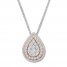 Diamond Teardrop Necklace 1 ct tw Round-cut 10K Two-Tone Gold