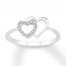 Diamond Heart Ring 1/15 ct tw Round-cut Sterling Silver