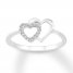 Diamond Heart Ring 1/15 ct tw Round-cut Sterling Silver