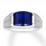 Men's Lab-Created Sapphire Ring With Diamonds Sterling Silver