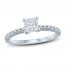 Diamond Engagement Ring 7/8 ct tw Princess/Round-Cut 18K White Gold
